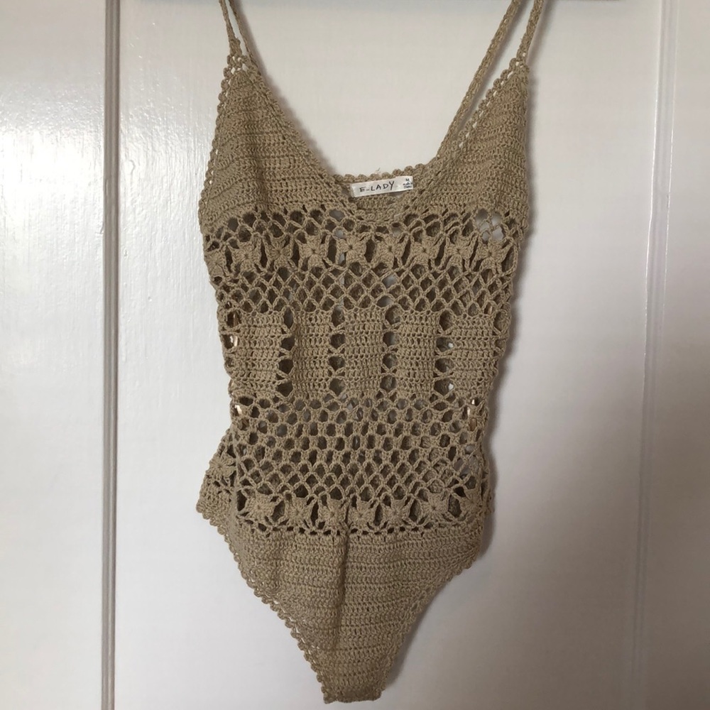 Crochet cutout knit bodysuit LF